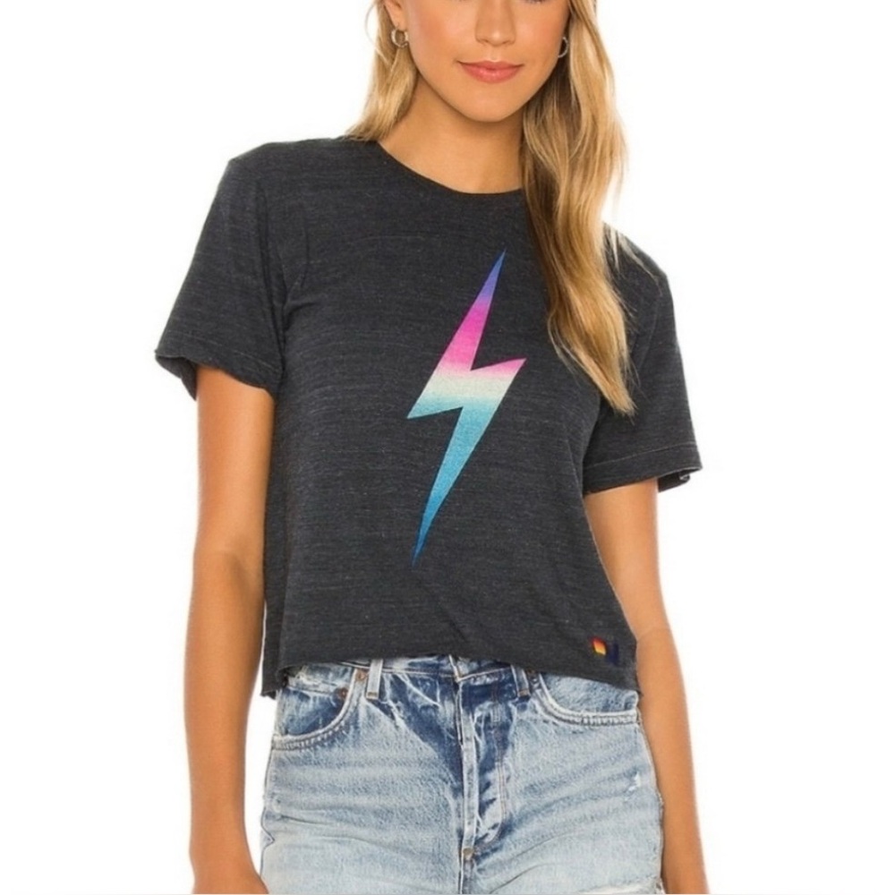 Rainbow Ombre Bolt Boyfriend Tee - Picture 1 of 2